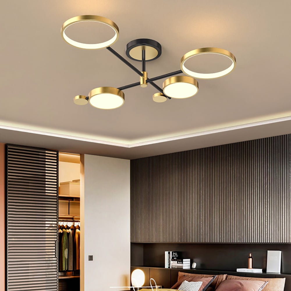 Questions and Answers for Modern Semi Flush Mount Lighting Gold Ceiling Light Fixture LED Ring