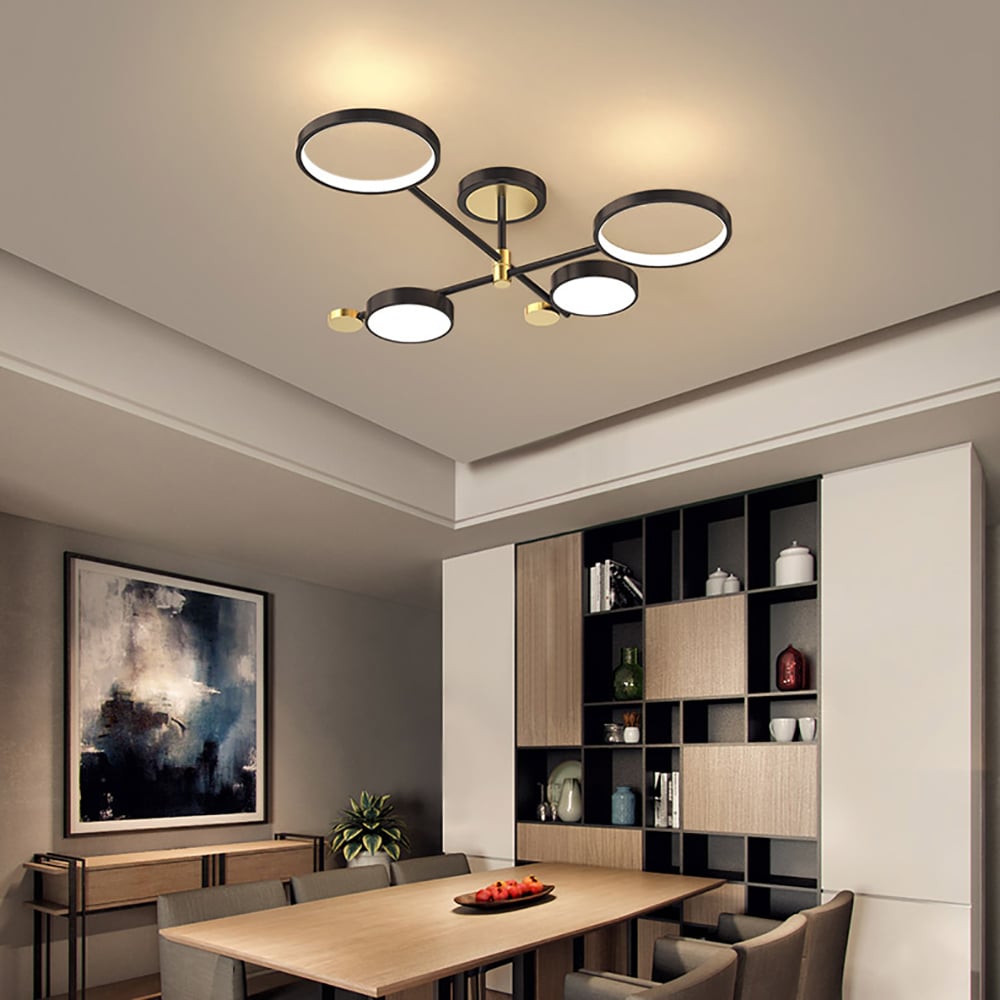 Questions and Answers for Modern Semi Flush Mount Lighting Black Ceiling Light Fixture LED Ring