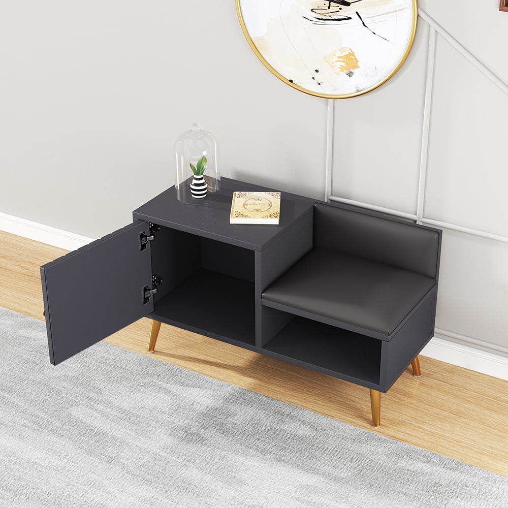 Questions and Answers for Yellar Gray Modern Shoe Rack Bench Entryway Storage Bench Cabinet with Door
