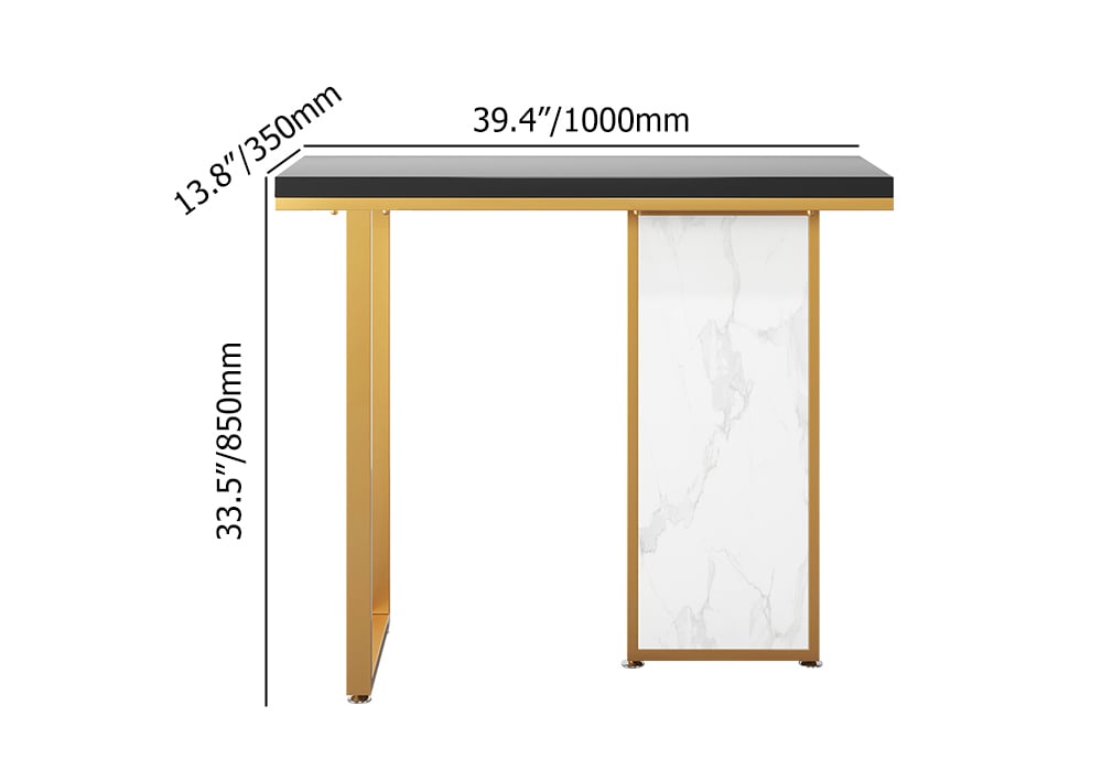 39" Modern Rectangular Black & White Console Table with Wooden Top Entryway Table weights dimensions image