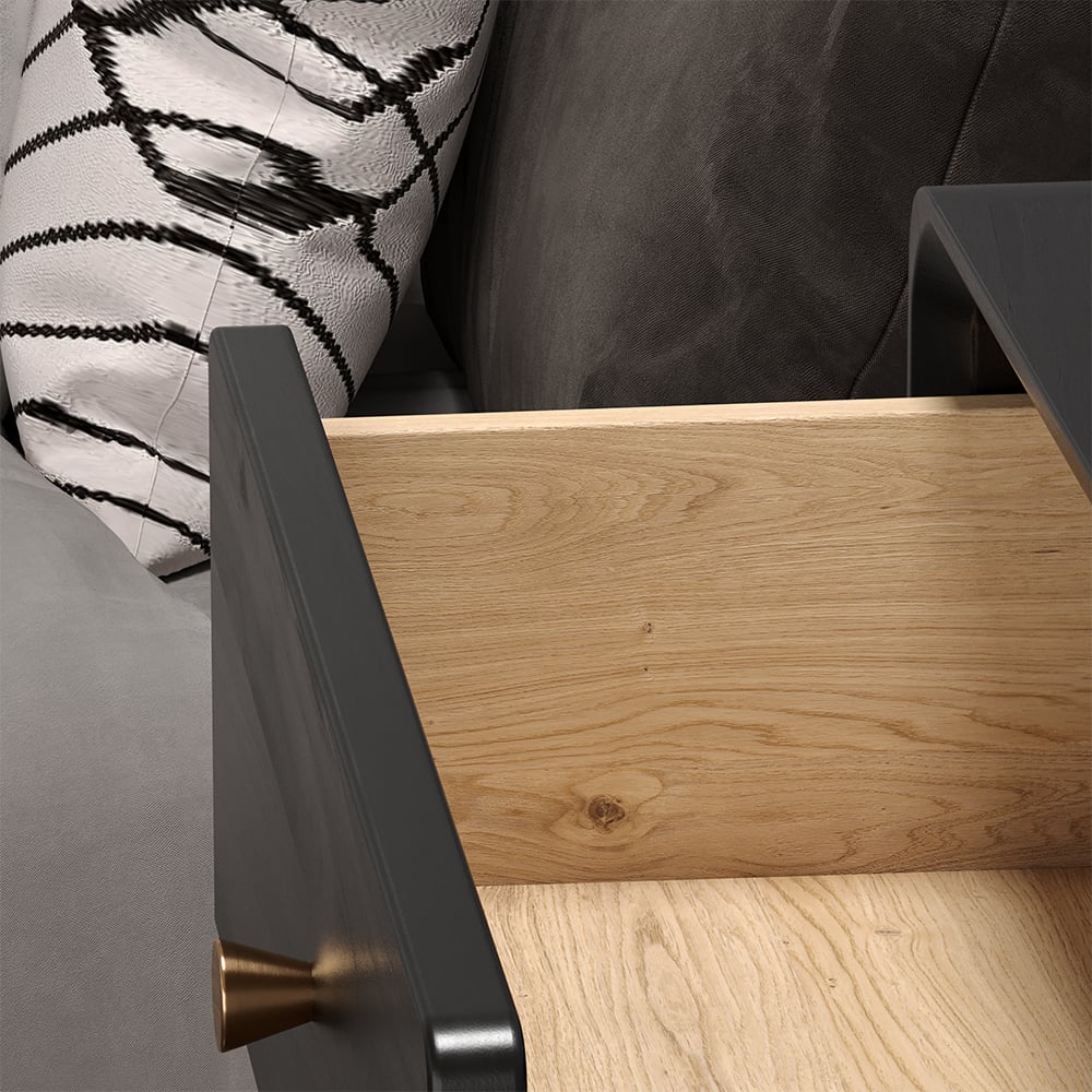 Customer Reviews for Rustic Black 1-Drawer Bedroom Nightstand with Brass Pull