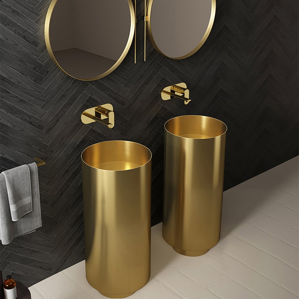 Customer Reviews for Gold Modern Luxury Round Stainless Steel Freestanding Bathroom Basin Pedestal Basin