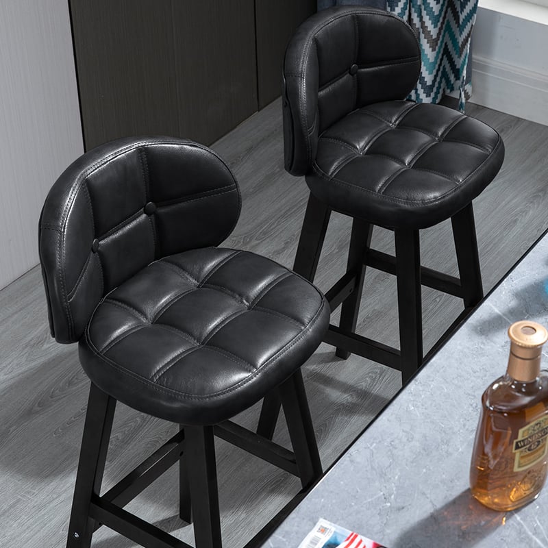 Questions and Answers for 2 Pieces Rustic Bar Stools Upholstered in Black with PU Leather and Backrest