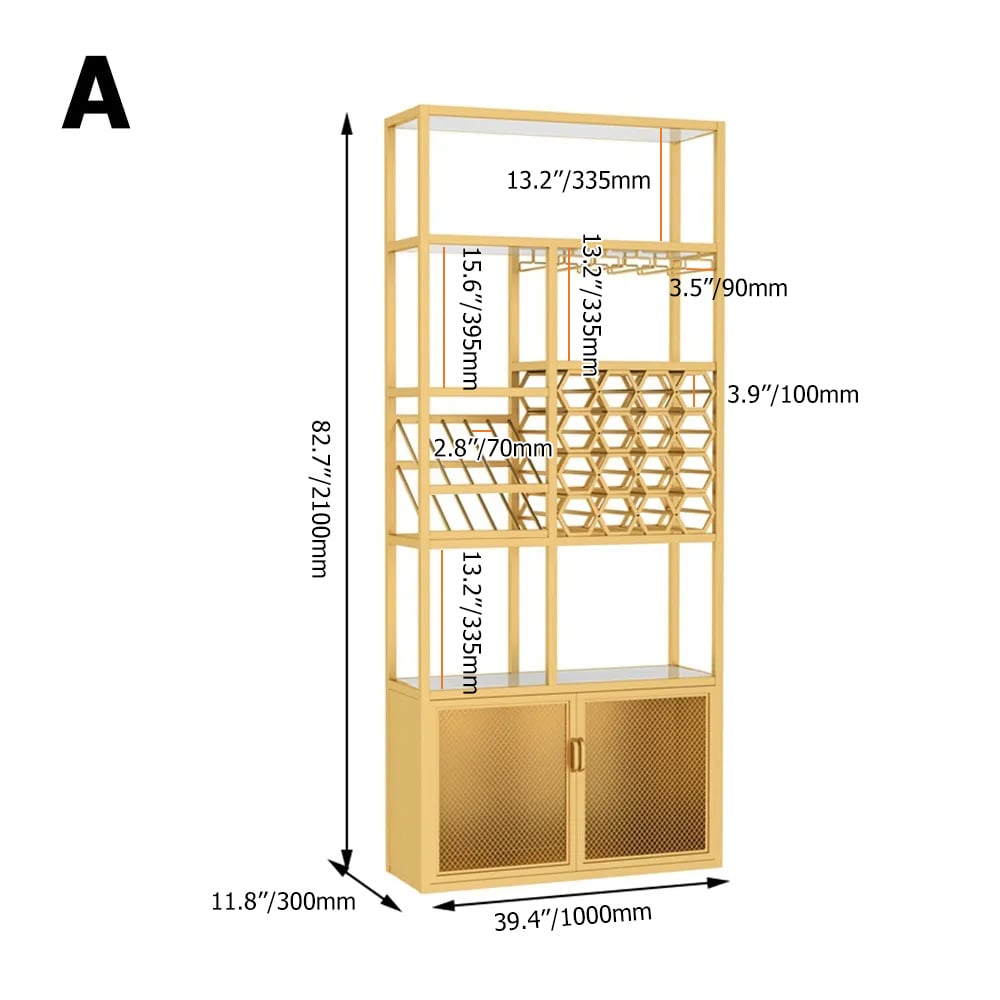 Klantrecensies voor Gouden hedendaags staand wijnrek met glazen rack-A