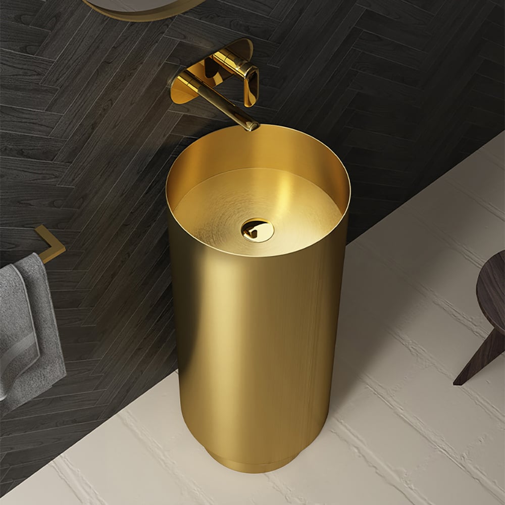 Customer Reviews for Gold Modern Luxury Round Stainless Steel Freestanding Bathroom Basin Pedestal Basin