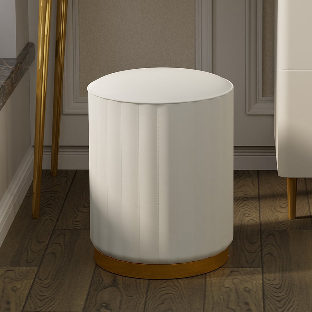 Questions and Answers for Modern White Round PU Leather Upholstered Backless Vanity Stool
