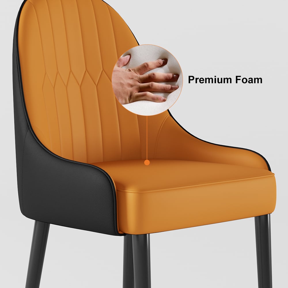 Domande e risposte per Sedie da pranzo contemporanee in pelle PU, serie Darg, arancione e nero, set di 4
