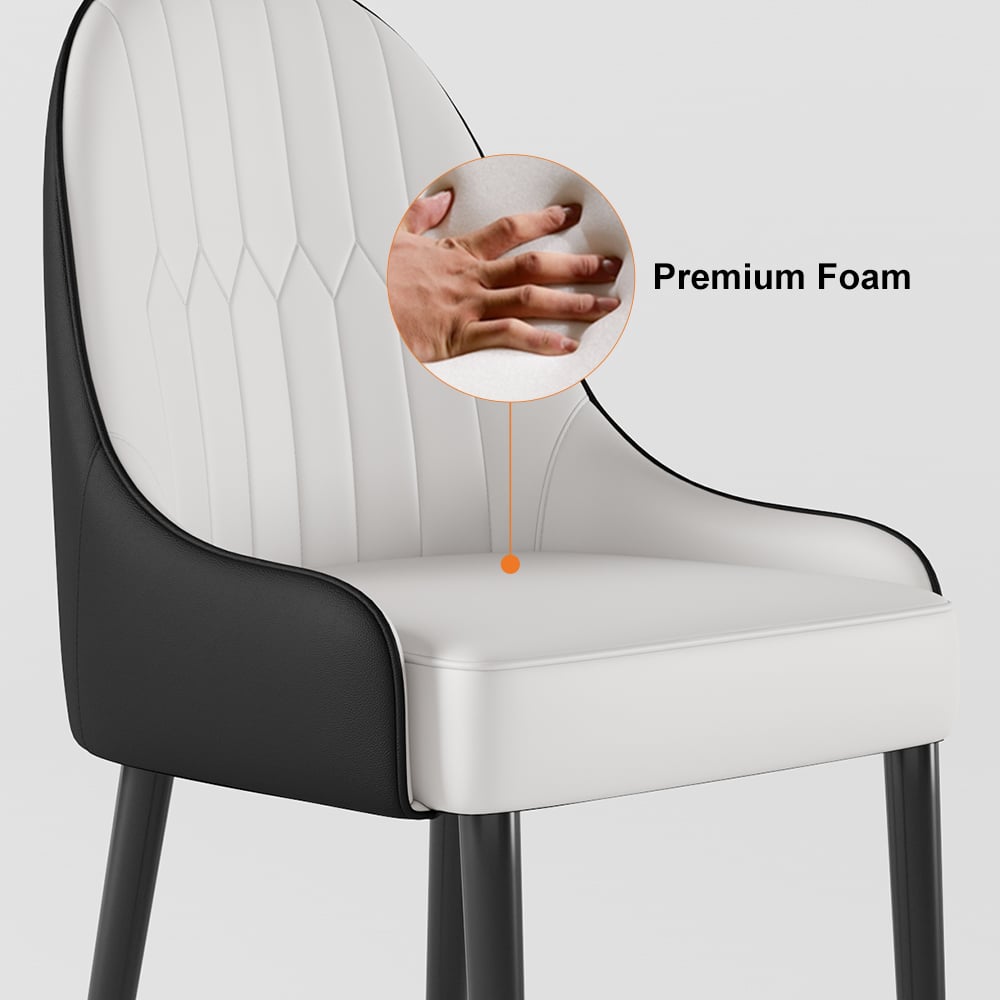 Perguntas e respostas para Conjunto de 4 cadeiras de jantar modernas de couro PU da série Darg, brancas e pretas