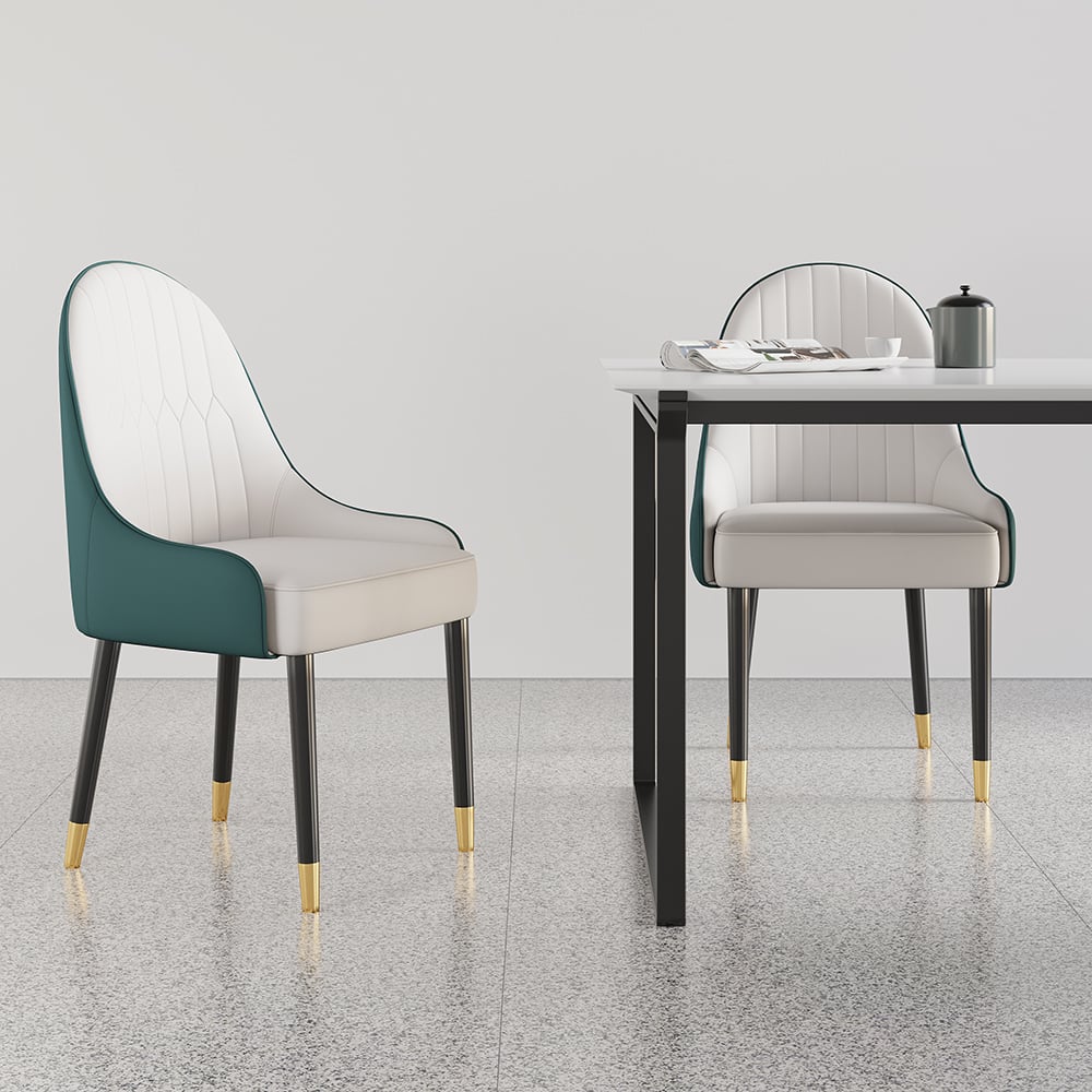 Vragen en antwoorden voor 2 stuks PU-lederen eetkamerstoelen in wit en groen met metalen poten