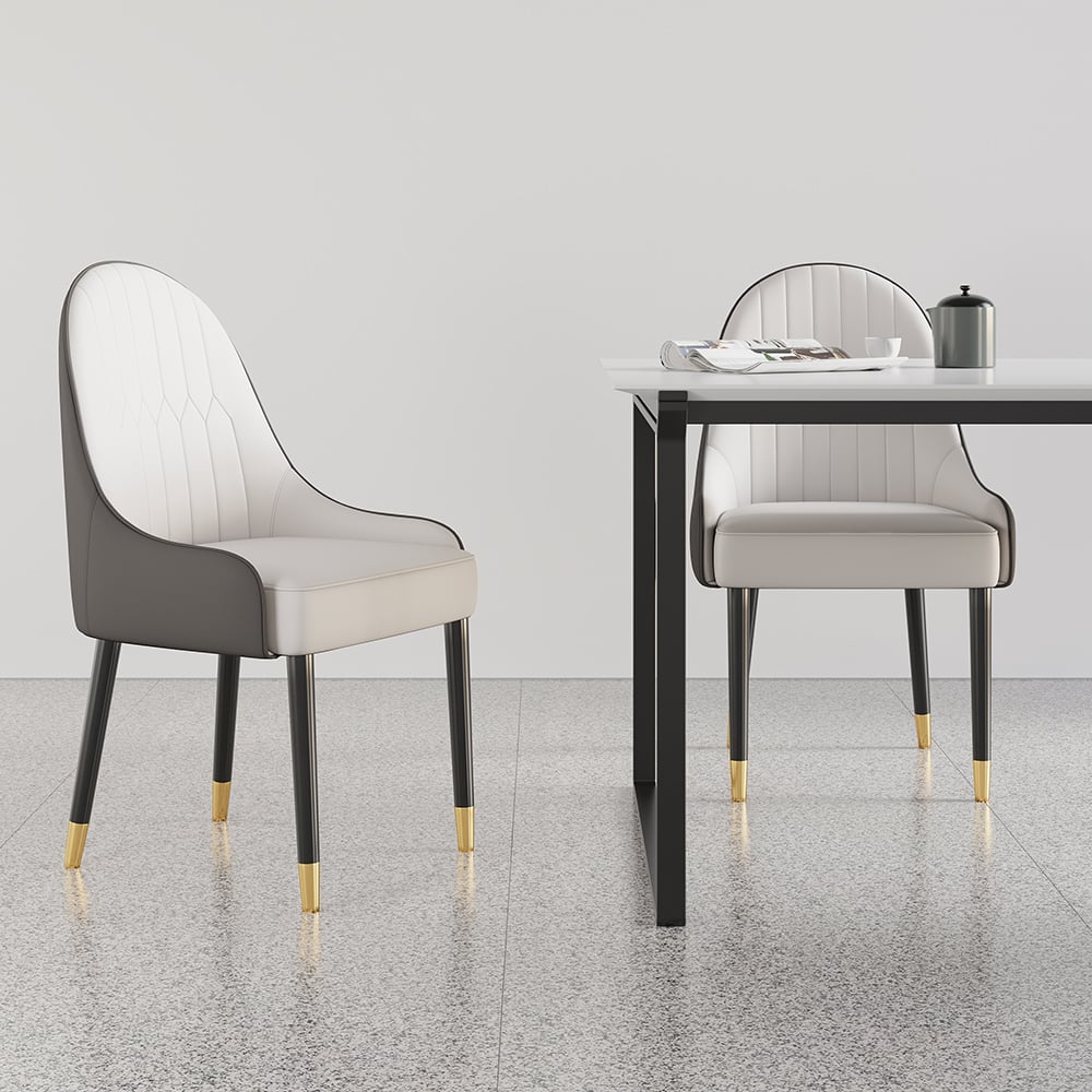 Questions and Answers for 2 Pieces White & Gray PU Leather Dining Room Chairs with Metal Legs