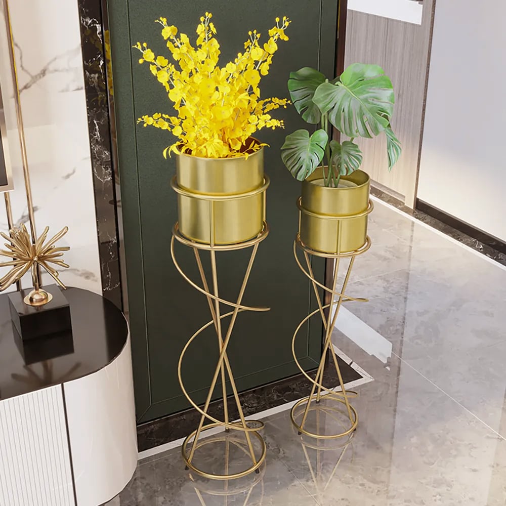 Avis Clients sur Étagère à Plantes Ronde en Métal Doré