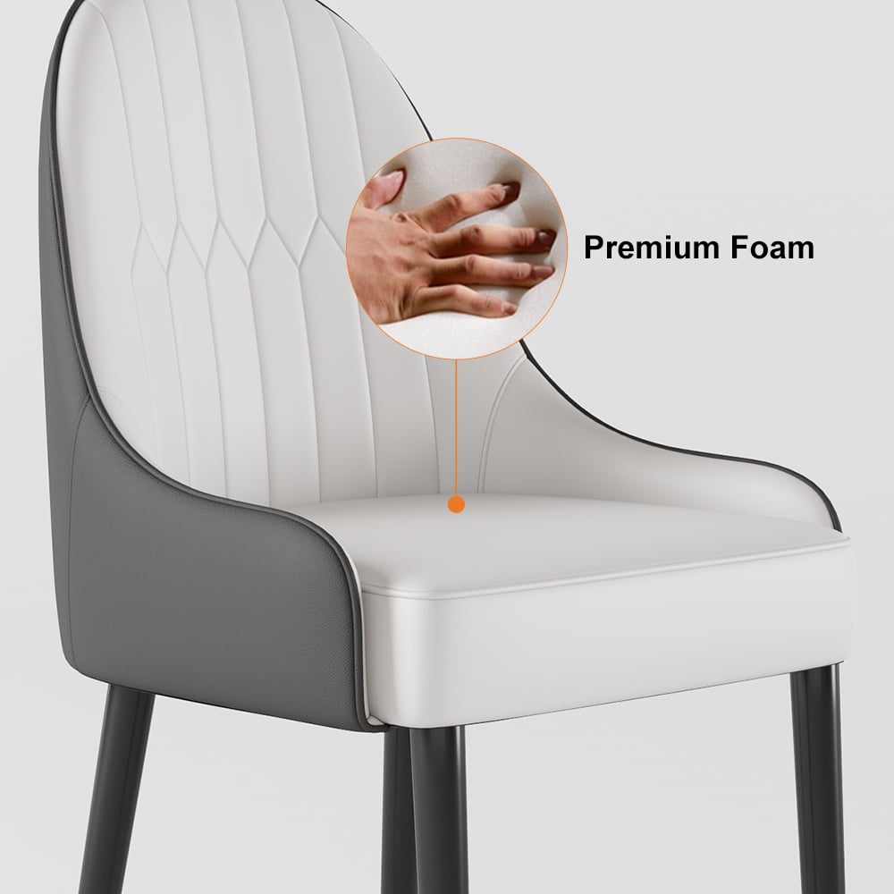 Questions and Answers for 2 Pieces White & Gray PU Leather Dining Room Chairs with Metal Legs