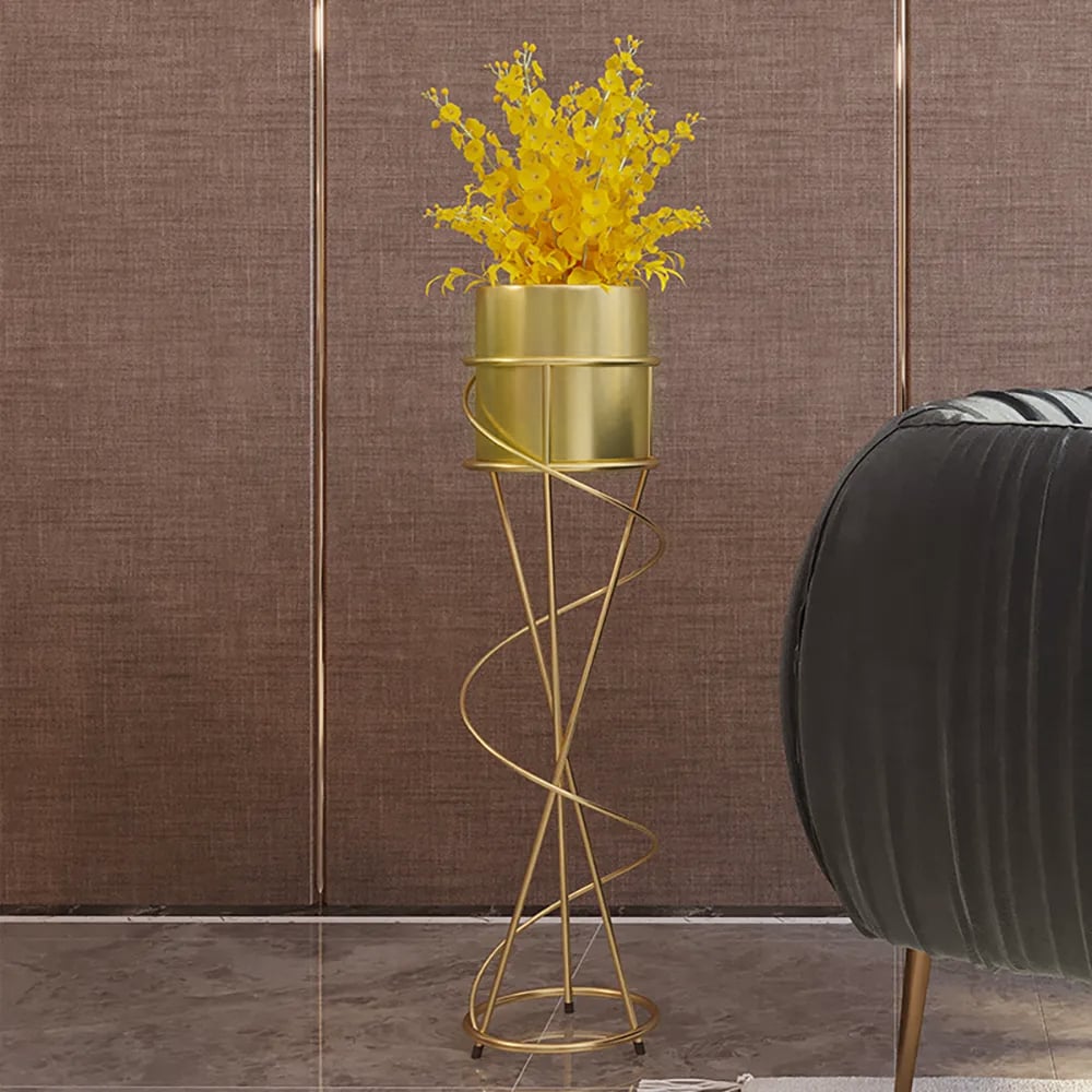 Avis Clients sur Étagère à Plantes Ronde en Métal Doré