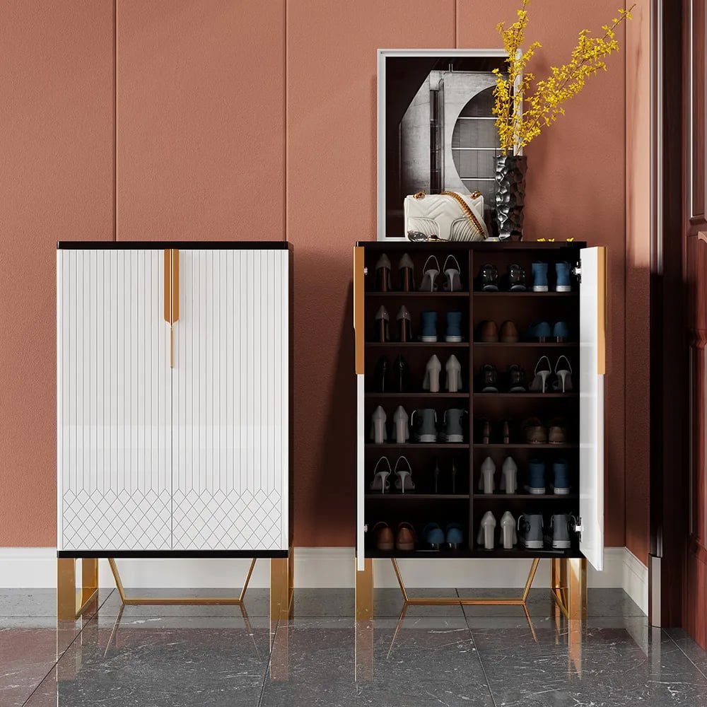 Customer Reviews for Aro White & Black Shoe Cabinet in Gold