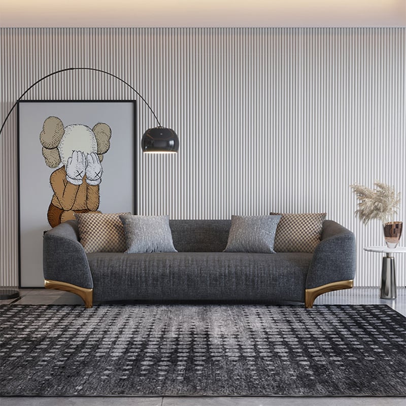 Otázky a odpovědi pro 87 „šedá 3místná bavlněná a lněná čalouněná pohovka s polštáři zlaté nohy