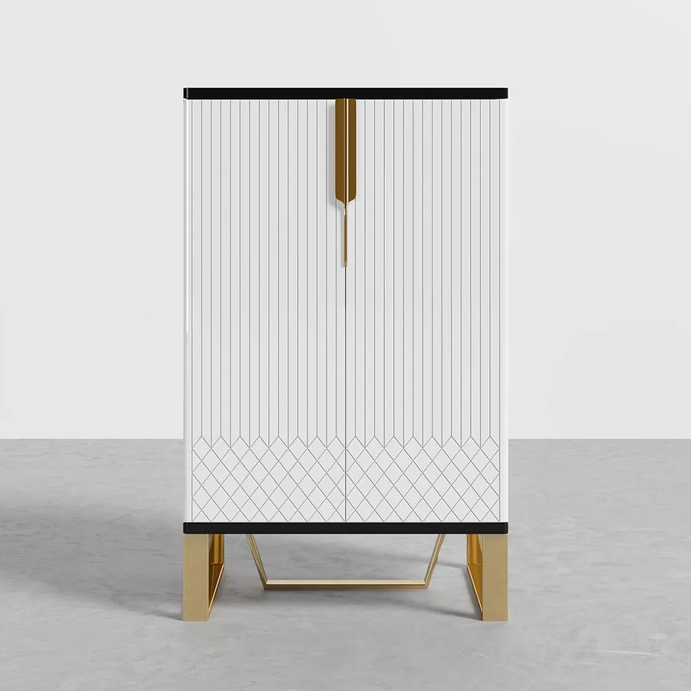 Customer Reviews for Aro White & Black Shoe Cabinet in Gold