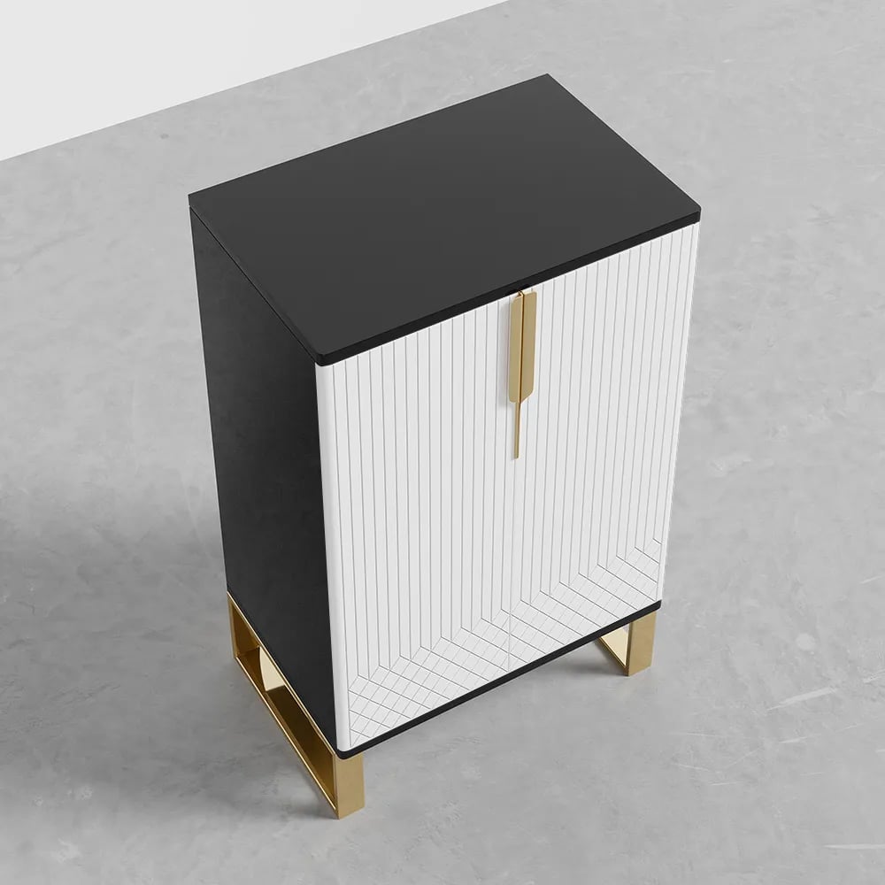 Customer Reviews for Aro White & Black Shoe Cabinet in Gold