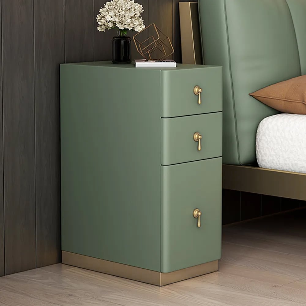 Customer Reviews for Modern Off White 3-Drawer Nightstand Narrow Bedside Table with Faux Leather Upholstery