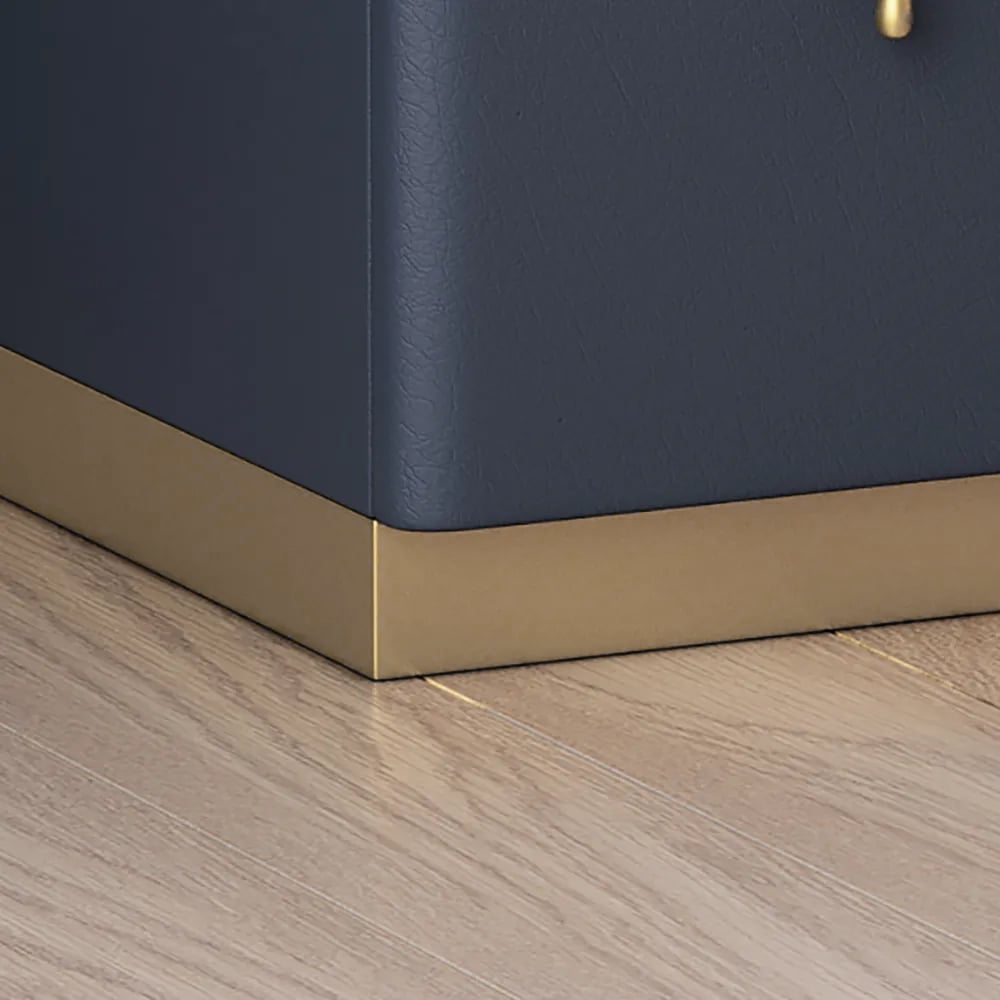 Questions and Answers for Modern Blue 3-Drawer Bedside Table Narrow Bedside Table with Faux Leather Upholstery