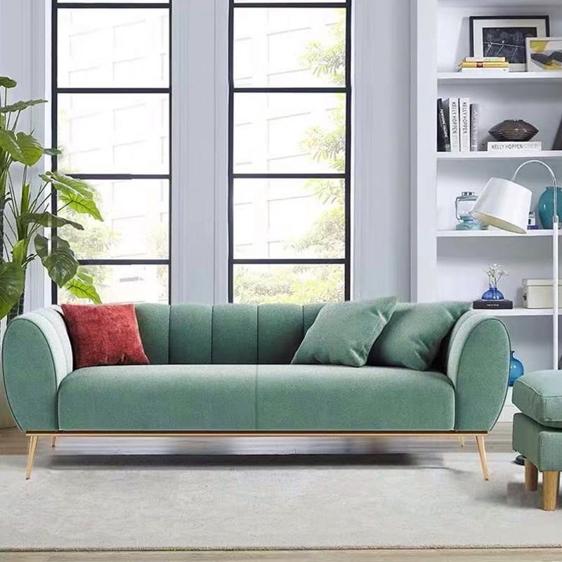 Customer Reviews for Modern Green Velvet Upholstered Sofa 3-Seater Sofa Gold Stainless Steel Base