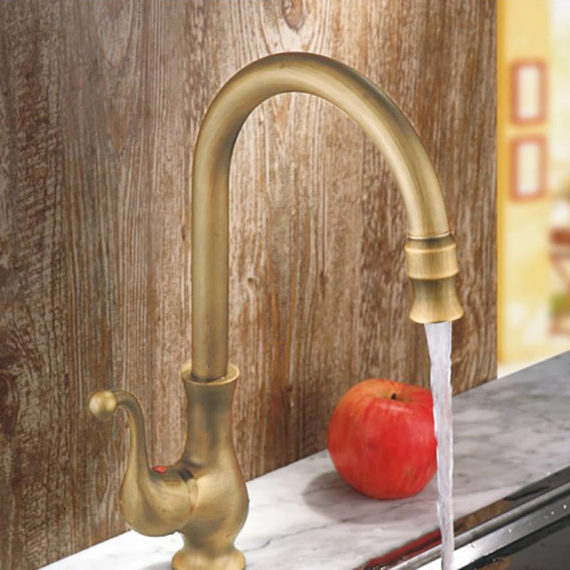 Questions and Answers for Lelan Antique Brass Single Handle Single Hole Goosenecked Kitchen Faucet