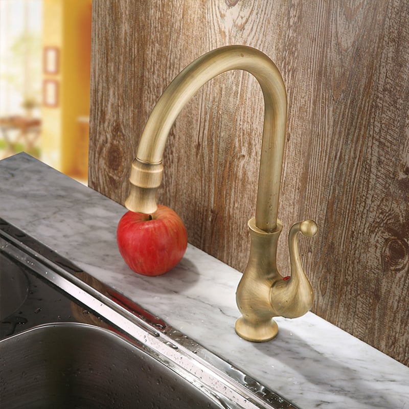 Questions and Answers for Lelan Antique Brass Single Handle Single Hole Goosenecked Kitchen Faucet