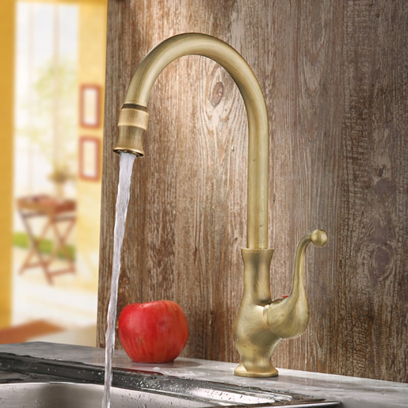 Questions and Answers for Lelan Antique Brass Single Handle Single Hole Goosenecked Kitchen Faucet