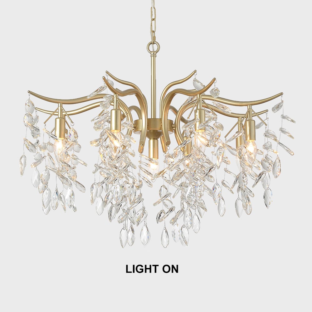 Questions and Answers for Modern 9-Light Crystal Tiered Chandelier in Champagne Gold