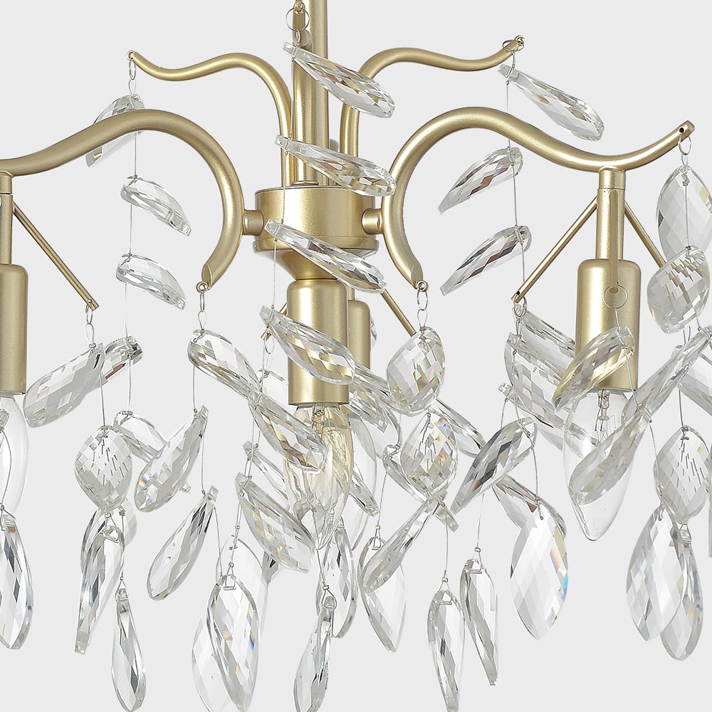 Questions and Answers for Modern 4-Light Crystal Tiered Chandelier in Champagne Gold