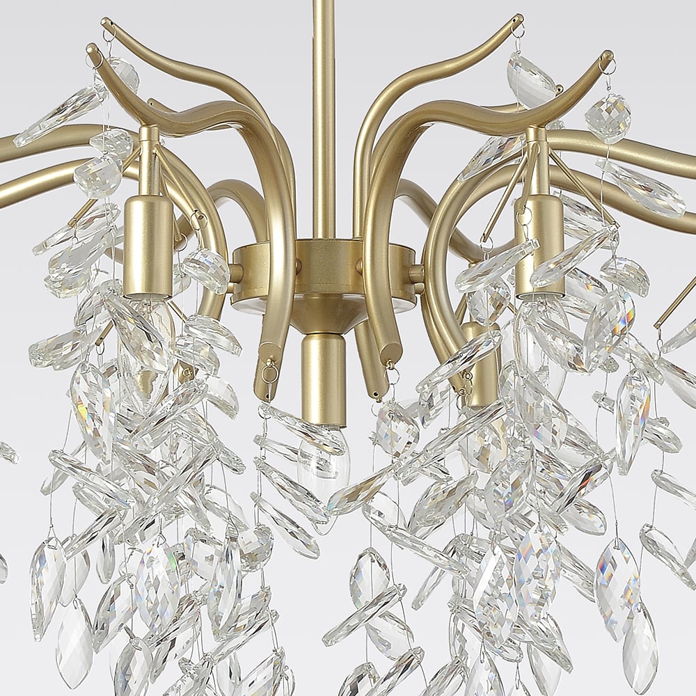 Questions and Answers for Modern 9-Light Crystal Tiered Chandelier in Champagne Gold