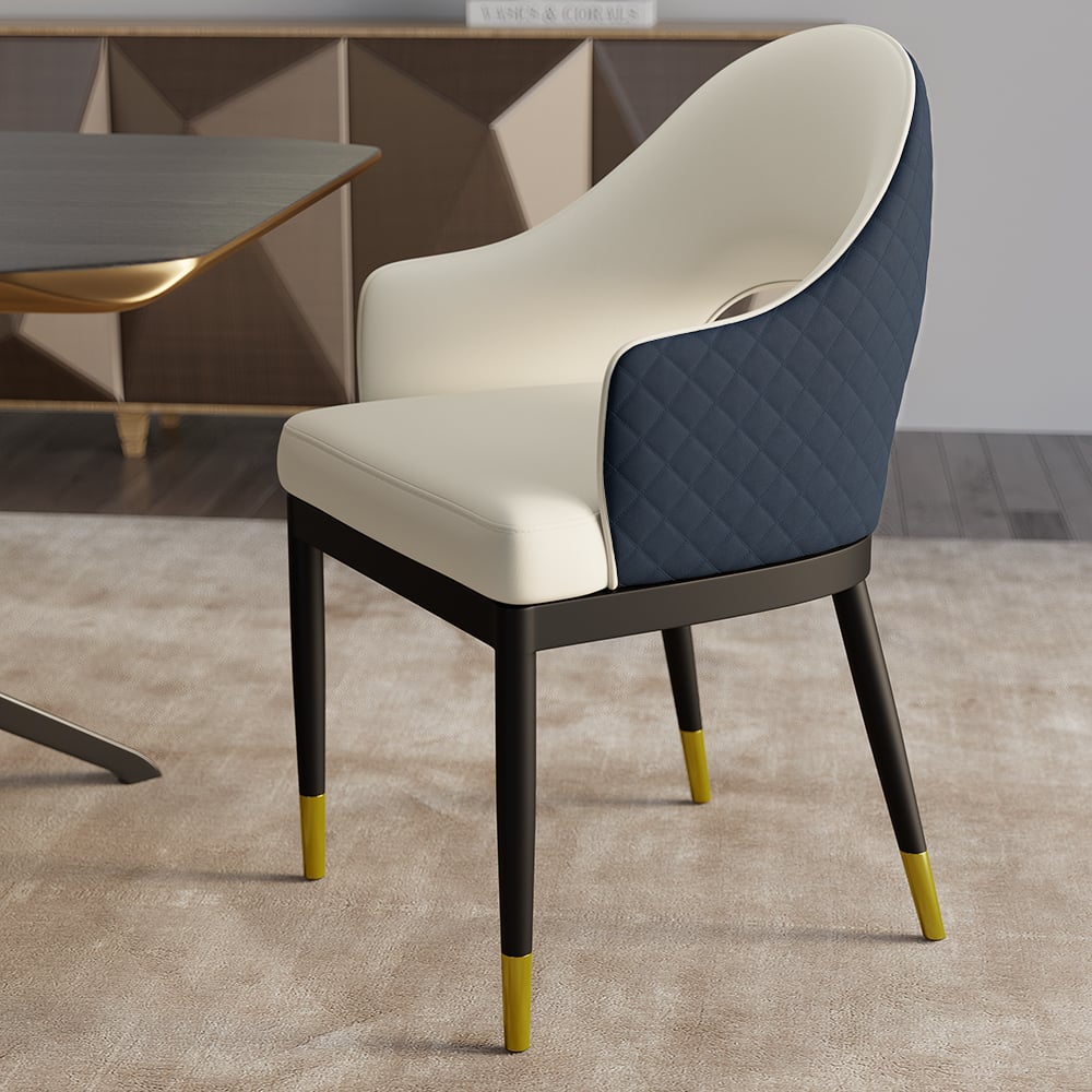 Customer Reviews for Modern White & Blue Upholstered Dining Chair Open Back Arm Chair (Set of 2)