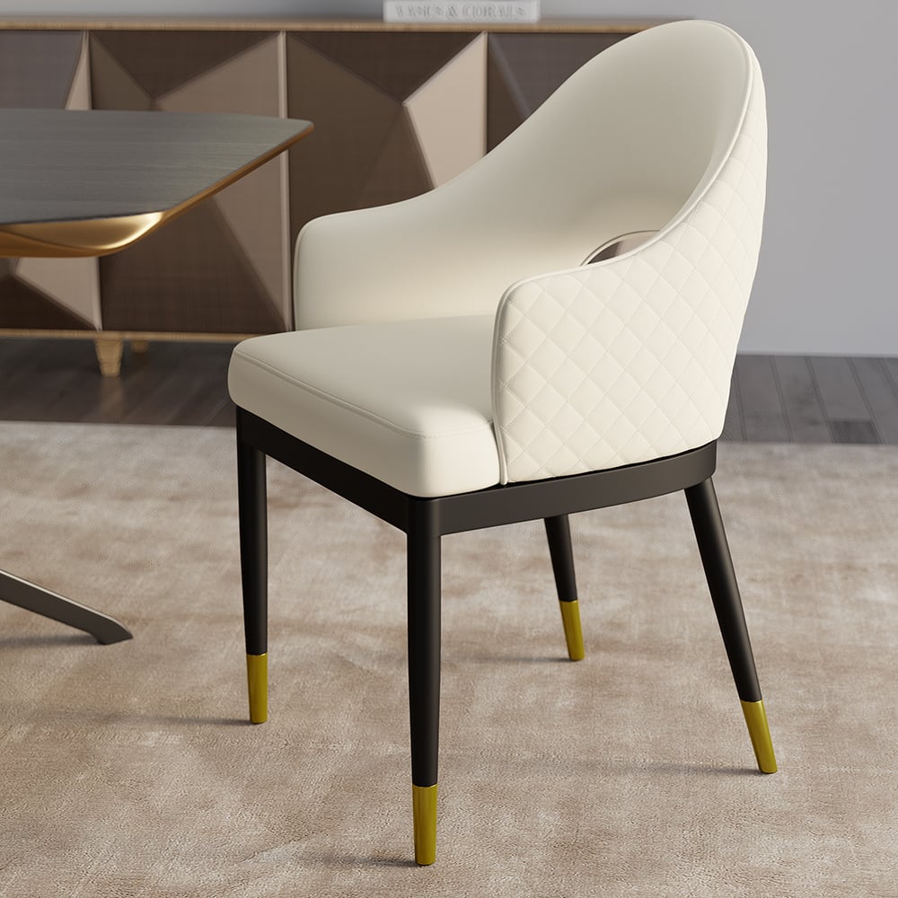 Questions and Answers for Modern White Upholstered Dining Chair (Set of 2) PU Leather Open Back Arm Chair