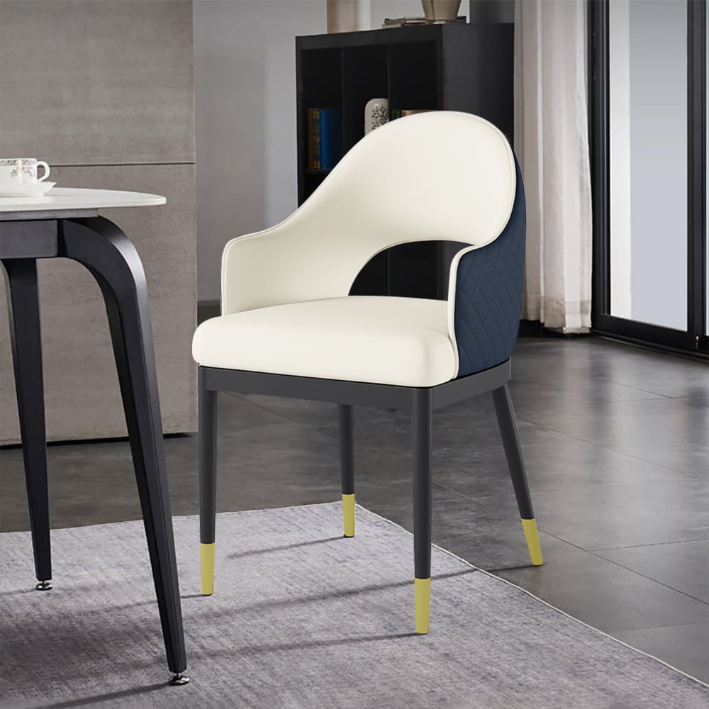Customer Reviews for Modern White & Blue Upholstered Dining Chair Open Back Arm Chair (Set of 2)