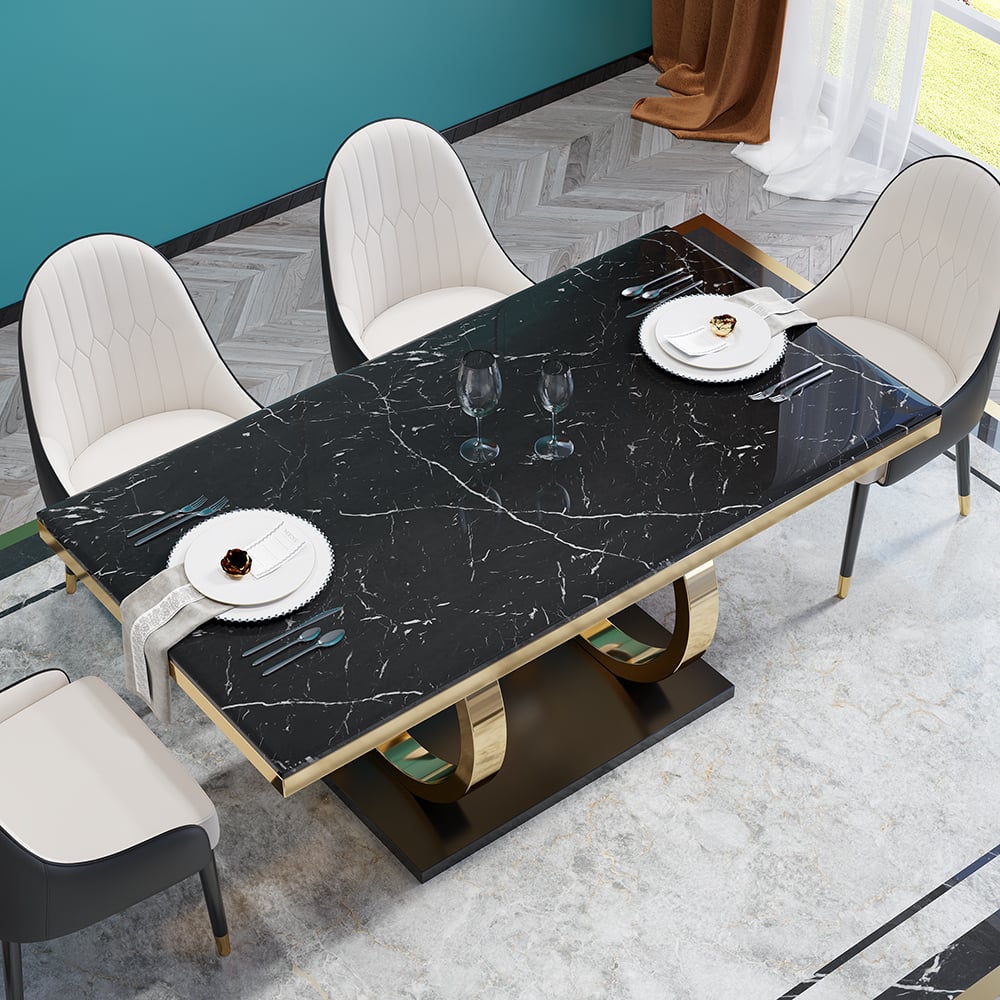 Questions and Answers for 1600mm Rectangular Faux Marble Dining Table with Stainless Steel Base