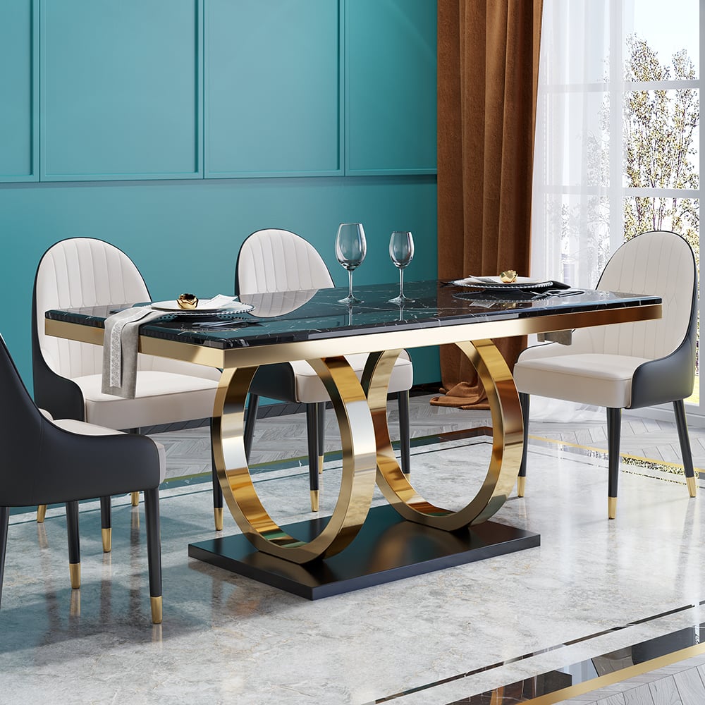 Questions and Answers for 1600mm Rectangular Faux Marble Dining Table with Stainless Steel Base