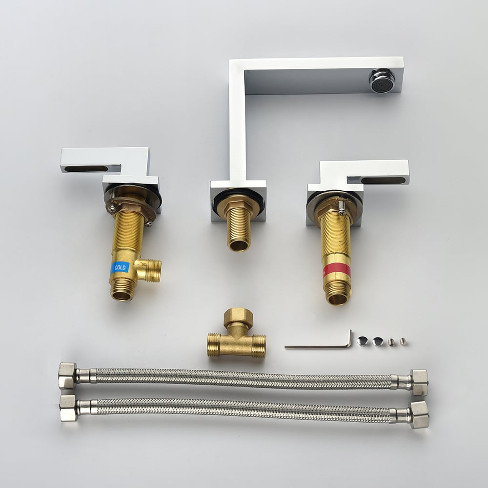 Perguntas e respostas para Torneira de pia de banheiro cromada moderna e difundida em latão sólido de alça dupla