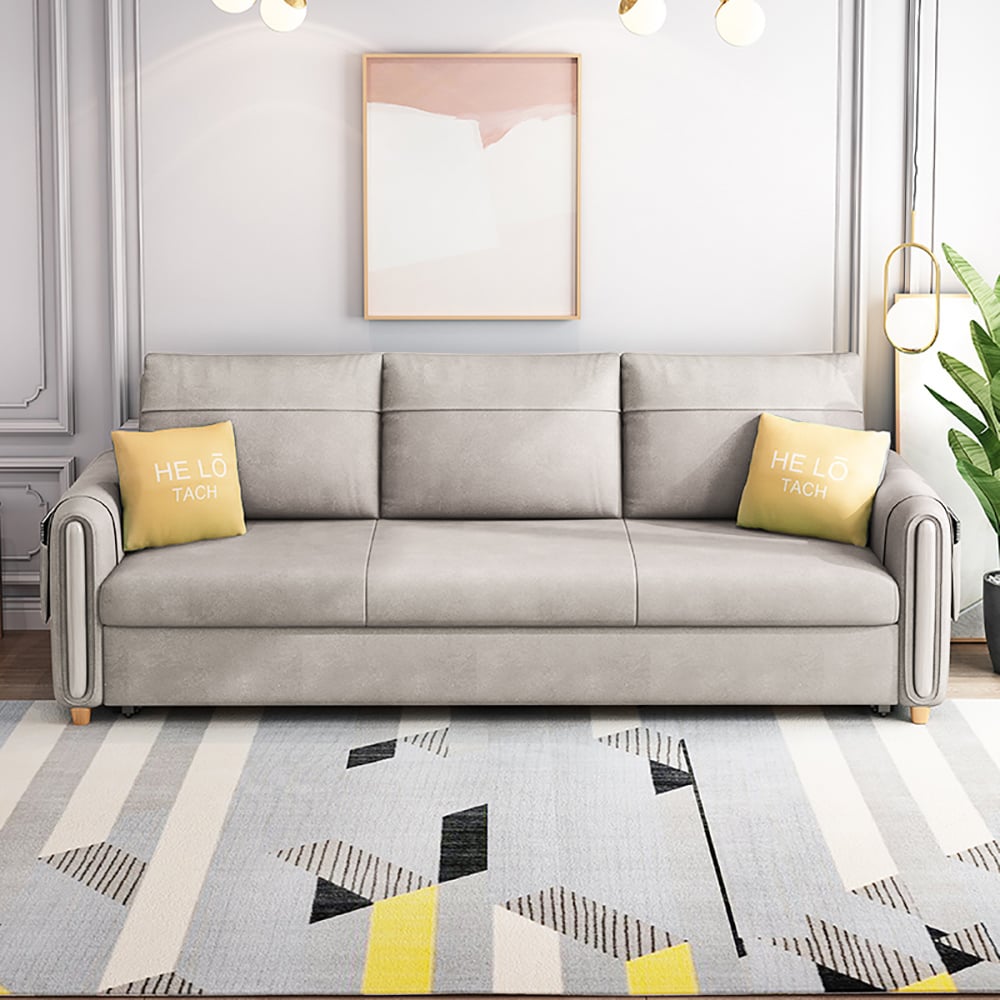 Perguntas e respostas para Sofá-cama esbranquiçado de 81,1 polegadas com braços completos, armazenamento e bolsos laterais