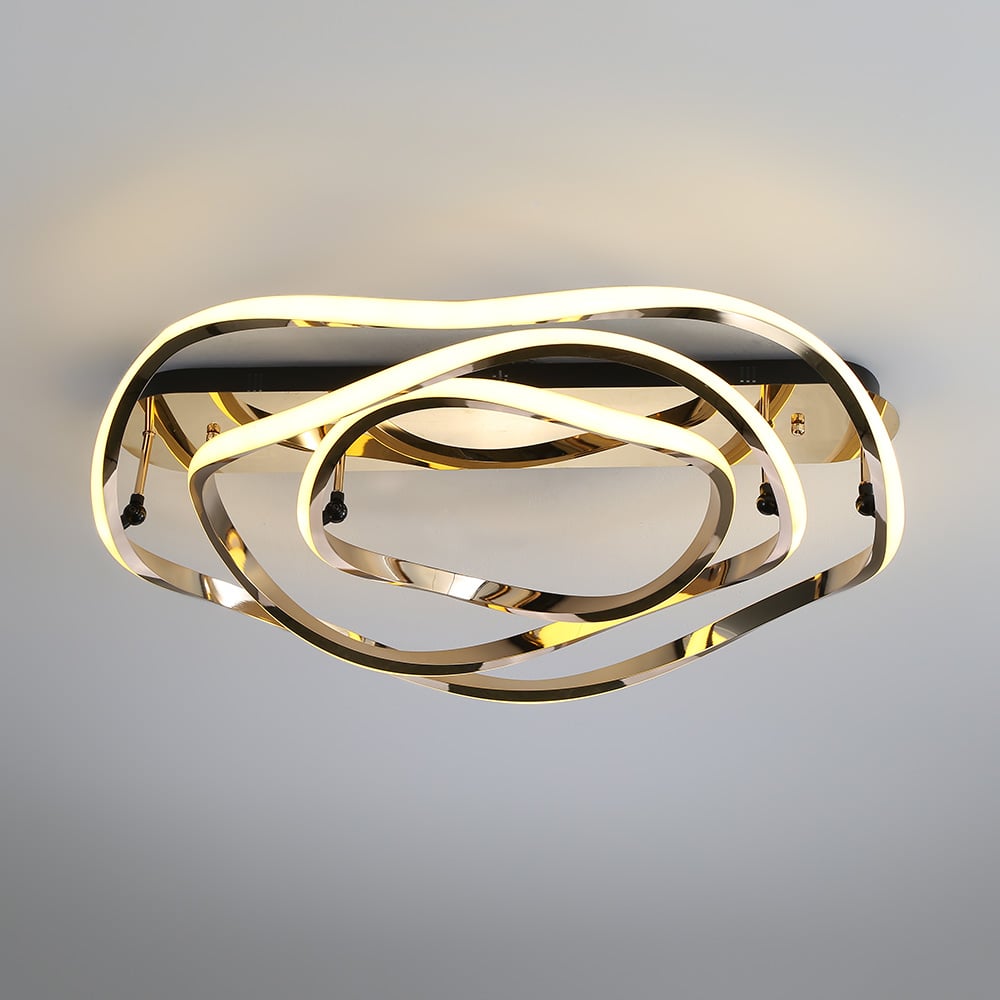 Oceny klientów dla Nowoczesna złota geometryczna półpodtynkowa LED, lekka falista konstrukcja metalowa