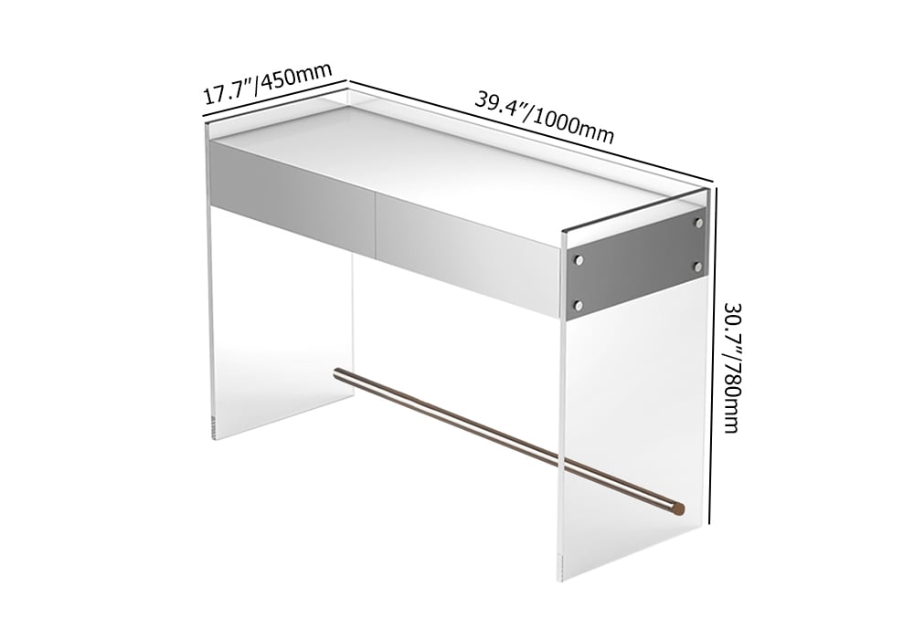 Modern Floating Acrylic Makeup Vanity Vanity Desk with Drawers weights dimensions image
