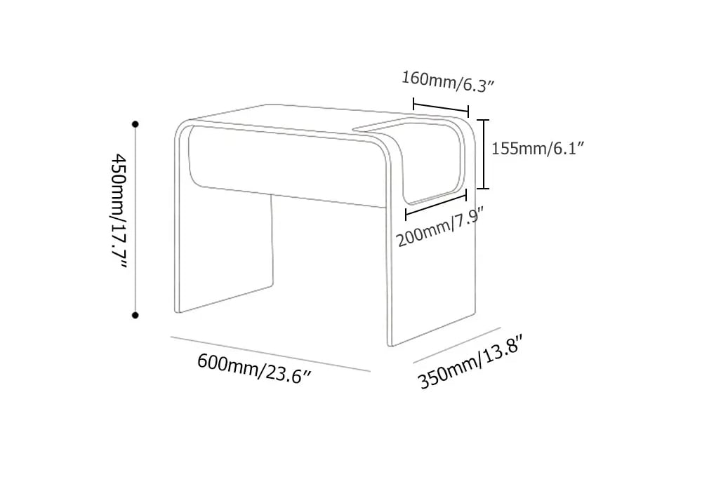 C-Shaped Natural Convertible Wood Side Table with Storage