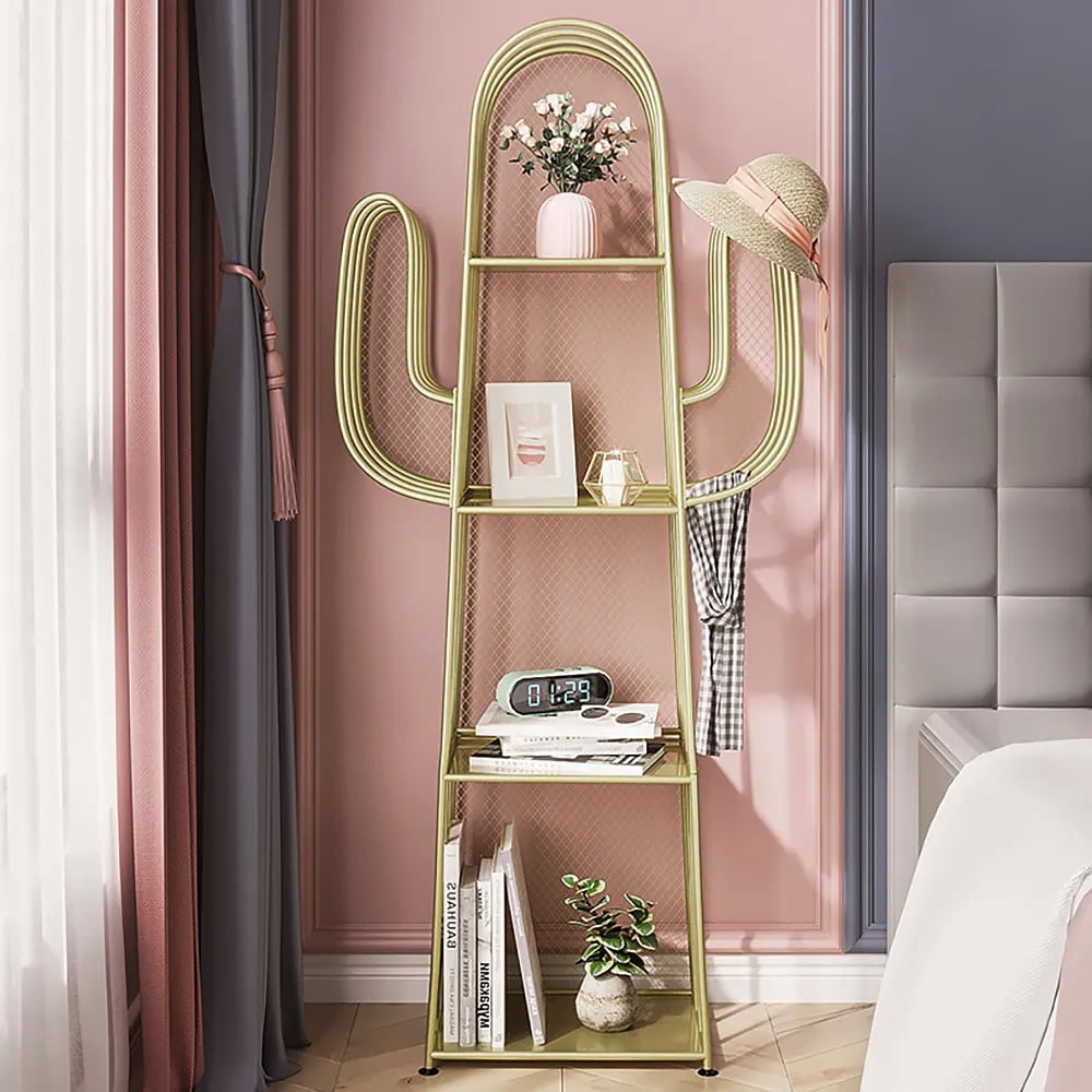 Questions et Réponses pour Étagère de chevet en métal doré en forme de cactus étagères de chevet décoration murale moderne chambre à coucher