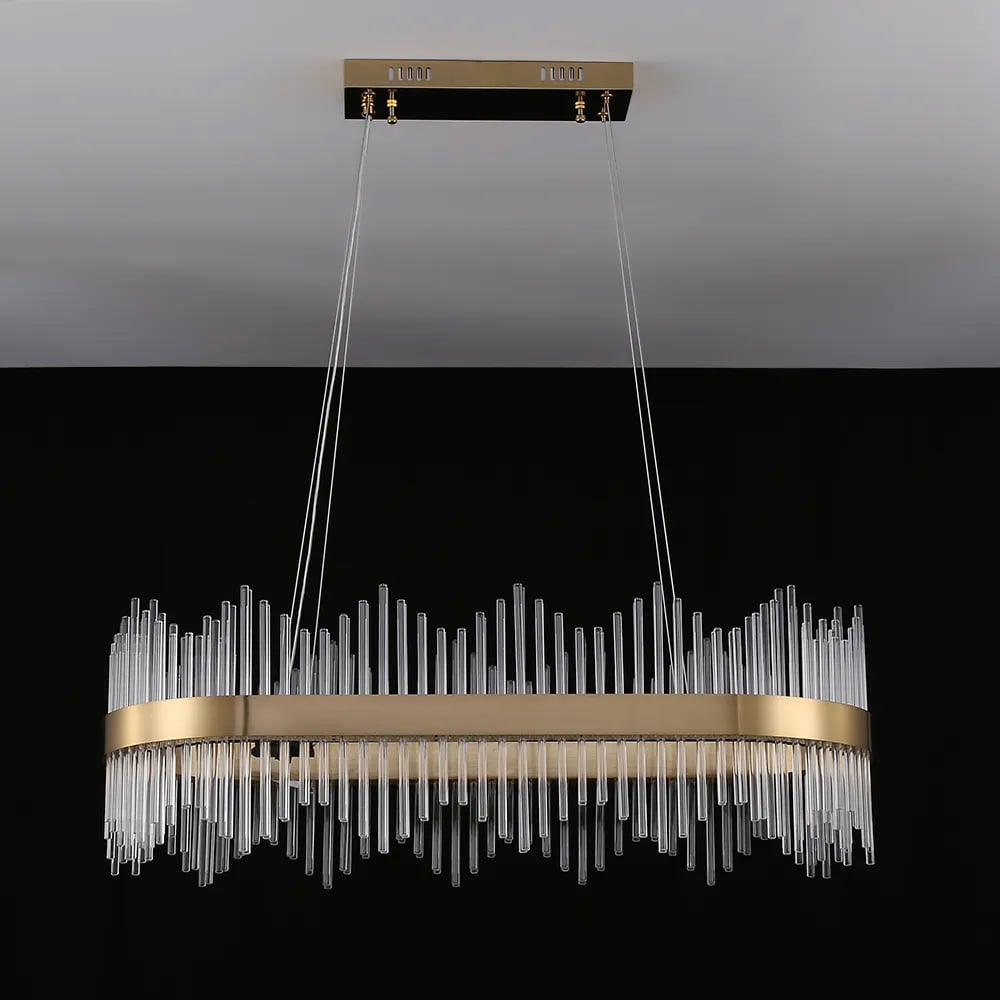 Customer Reviews for Striaged Modern Glass Kitchen Island Light in Brass with Adjustable Cables