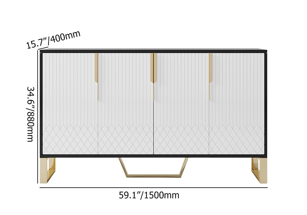 Aro Series 59.1" Affordable Luxury Modern Wood Sideboards and Buffets White and Black weights dimensions image