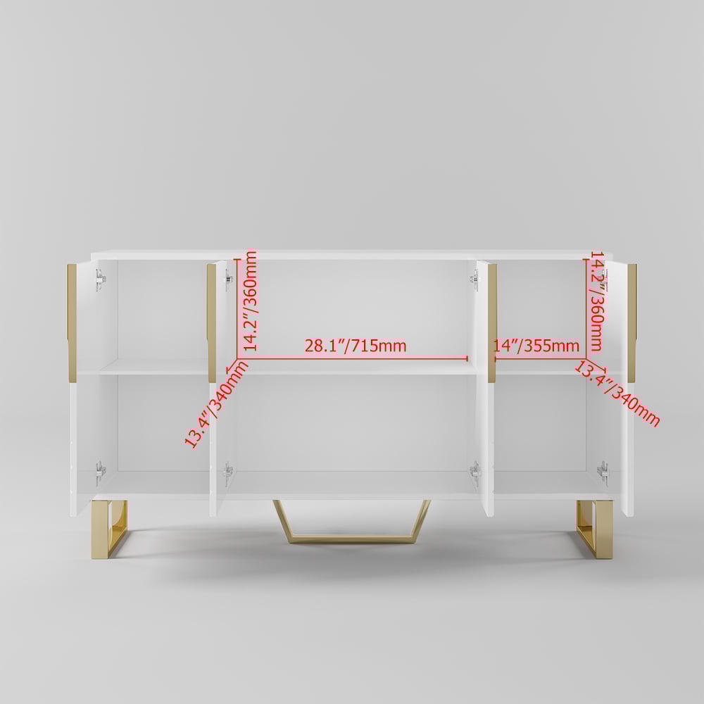 Aro Series 59.1" Affordable Luxury Modern Wood Sideboards and Buffets White and Black weights dimensions image