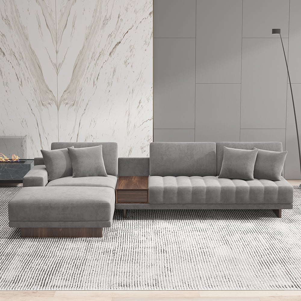 Questions and Answers for 3200mm L-Shaped Modular Velvet Sectional with Chaise & Ottoman