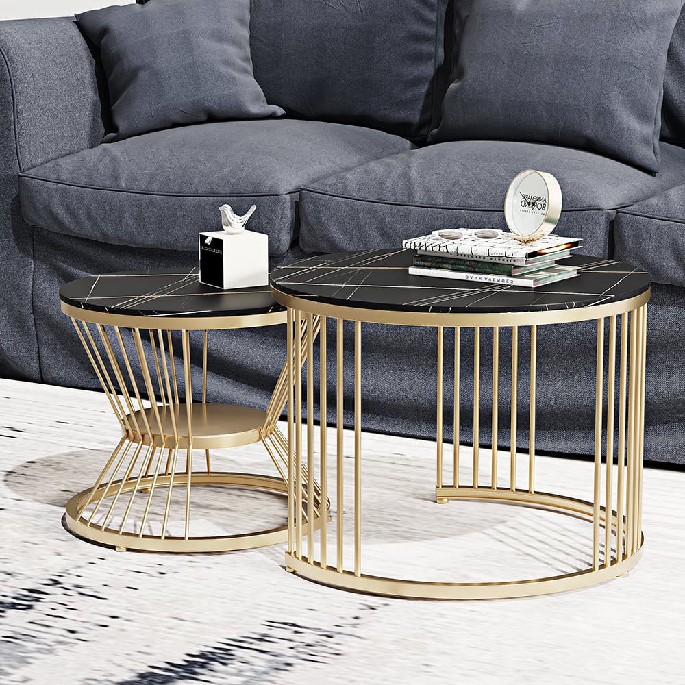 Otázky a odpovědi pro Moderní Black & Gold Nesting konferenční stolek se slinutou kamennou deskou, 2dílný stůl