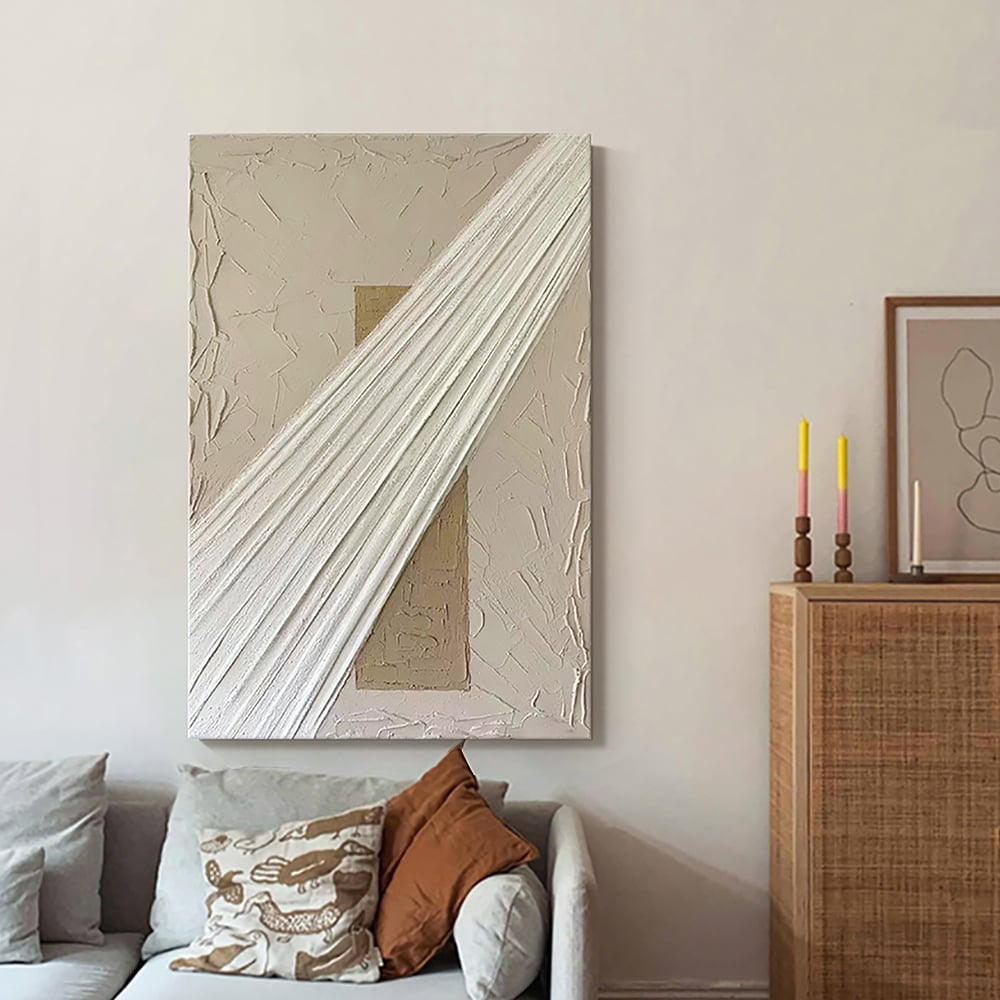 Questions et Réponses pour Décoration murale moderne pour salon Rectangle Art Abstrait Peinture sur toile en blanc