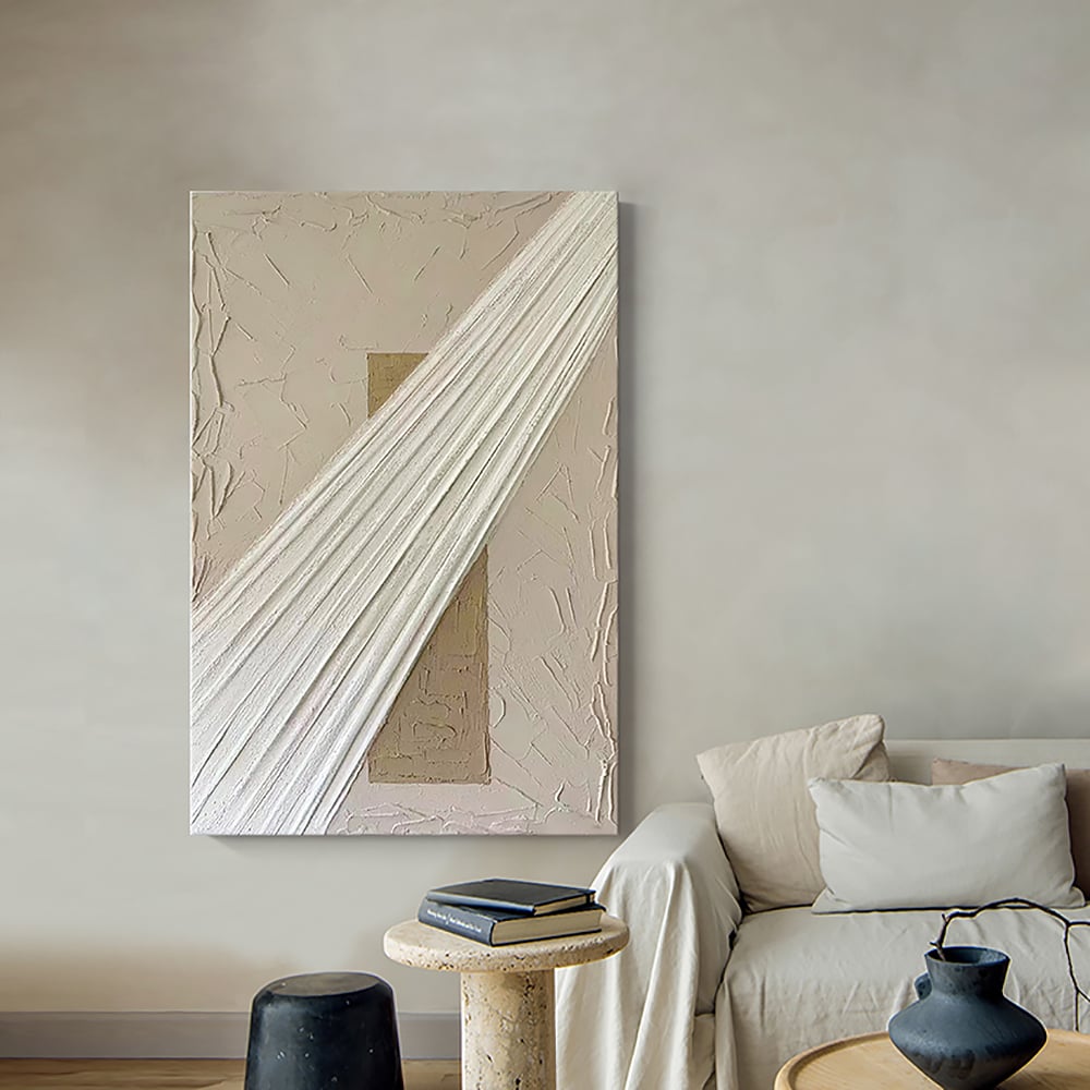 Questions et Réponses pour Décoration murale moderne pour salon Rectangle Art Abstrait Peinture sur toile en blanc