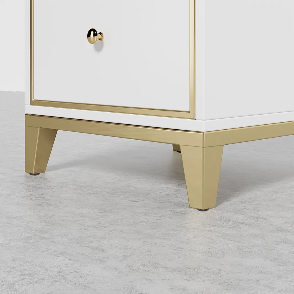Questions and Answers for Modern White Bedside Table with 2-Drawer and Gold Legs