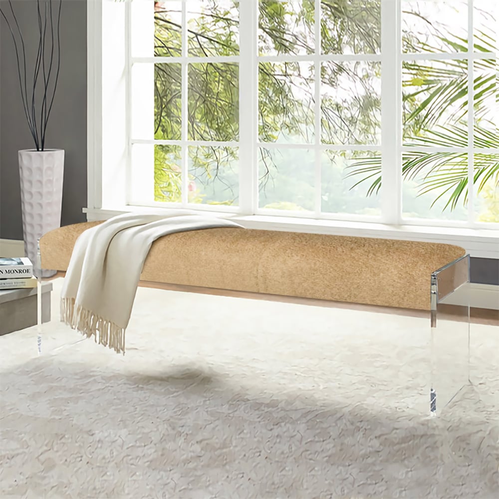 Questions and Answers for Savea Modern Bedroom Boucle Tufted Long Bench with Acrylic Base 